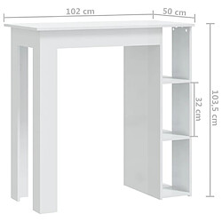 vidaXL Table de bar et étagère Blanc brillant Bois d'ingénierie pas cher