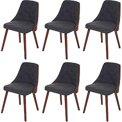 Decoshop26 Lot de 6 chaises de salle à manger capitonné design chic en bois noyer et assise en tissu gris CDS04667