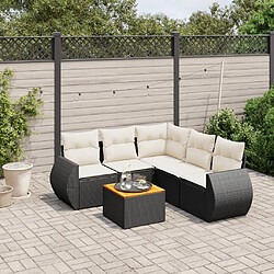 vidaXL Salon de jardin 6 pcs avec coussins noir résine tressée 