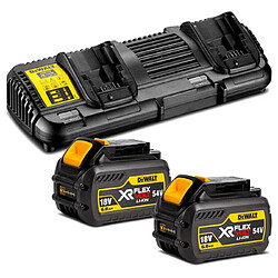 Pack de 2 batteries Dewalt XR Flexvolt LiIon 18 54 V 6 Ah chargeur double DCB132T2