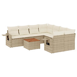 vidaXL Salon de jardin avec coussins 9 pcs beige résine tressée