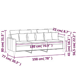 vidaXL Canapé à 3 places Gris foncé 180 cm Velours pas cher