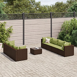 vidaXL Salon de jardin avec coussins 8 pcs marron résine tressée 