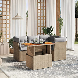 vidaXL Salon de jardin avec coussins 5 pcs beige résine tressée