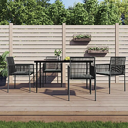 Maison Chic Lot de 4 Chaises de jardin,Fauteuil d'extérieur et coussins noir 54x60,5x83,5 cm -MN48206