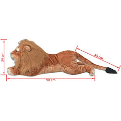 vidaXL Lion en peluche Marron XXL pas cher