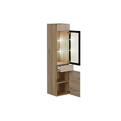 Avis Vente-Unique Colonne de salle de bain avec Leds blanches - Coloris naturel clair - L30 x l30 x H132 cm - LAURINE II