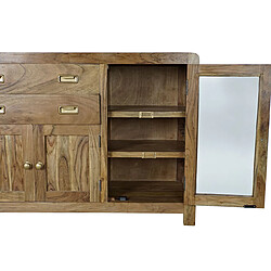 Avis Pegane Buffet meuble de rangement en acacia coloris naturel - Longueur 150 x Hauteur 81 x Profondeur 40 cm