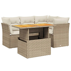 vidaXL Salon de jardin avec coussins 5 pcs beige résine tressée