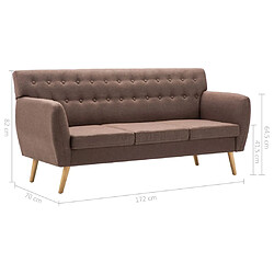 vidaXL Canapé à 3 places revêtement en tissu 172x70x82 cm marron pas cher