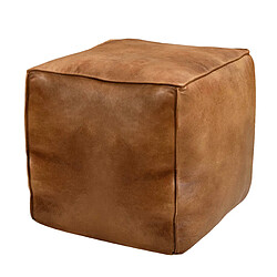 Acheter Rendez Vous Deco Pouf en cuir Arrah marron 40 cm