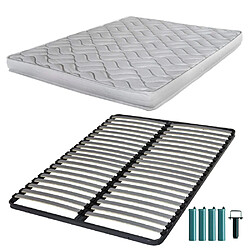 Ebac Matelas mousse + Sommier métal C220 140x190 Melissa - Hauteur 13 cm - Soutien ferme 