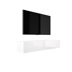 3XELIVING Meuble TV suspendu, D: l : 170 cm, H : 34 cm, P : 32 cm BLANC MAT/BLANC BRILLANT 