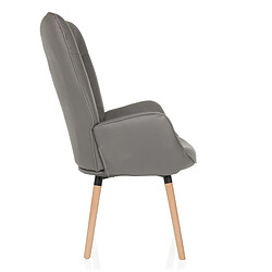 Fauteuil à oreilles / fauteuil vintage HAVENIO I tissu gris hjh LIVING pas cher