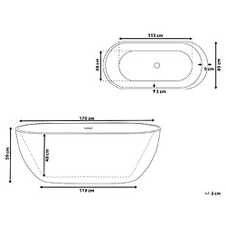 Avis Beliani Baignoire îlot noire 170 x 80 cm NEVIS