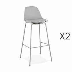 Mes Lot de 2 tabourets de bar H75 cm gris - ADRYA