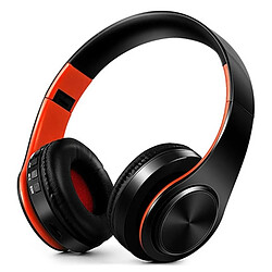 Wewoo Casque sans fil Bluetooth pliable écouteurs réglables avec microphone (noir rouge)