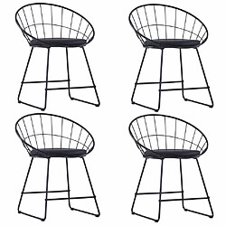 Decoshop26 Lot de 4 chaises de salle à manger cuisine style industriel en acier et synthétique noir CDS021773