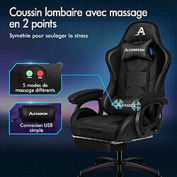 Avis ALFORDSON Chaise Gaming avec Chaise Bureau de Massage Lombaire à 2 Points Noir