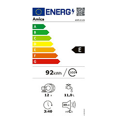 Lave-vaisselle 60cm 12 couverts 49db - ADP 1212 X - AMICA