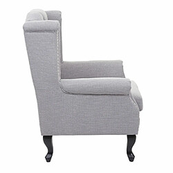 Acheter Mendler Fauteuil de luxe Chesterfield, fauteuil à oreilles, tissu hydrofuge ~ gris sans ottomane