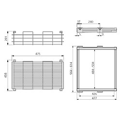 Kit de coulisses et panier métallique Moka Emuca pour module 600 mm finition couleur moka