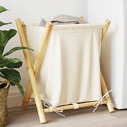 vidaXL Panier à linge blanc crème 45x55x63,5 cm bambou