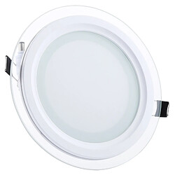 Wewoo Lampe ronde en verre de voyant de lumière blanche de 12W avec le conducteur de LED, flux lumineux: 960LM, CA 85-265V, taille de découpe: 12.5cm