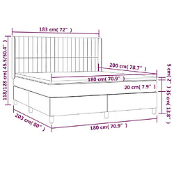 vidaXL Sommier à lattes de lit matelas et LED Crème 180x200 cm Tissu pas cher