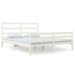 Maison Chic Lit Moderne Chambre - Cadre/structure de lit pour adulte Bois de pin massif 140x190 cm Blanc -MN85562