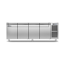 Saladette GN 1/1 Positive 4 Portes Groupe Logé Plan de Travail Inox - Coldline