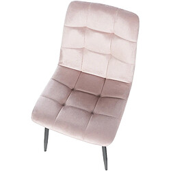 Decoshop26 Chaise de salle à manger x1 coutures décoratives carrées en tissu velours rose et métal noir 10_0002132