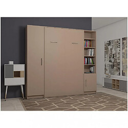 Inside 75 Composition armoire lit escamotable SMART-V2 Taupe mat Couchage 140 x 200 cm colonne armoire et bibliothèque