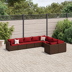 vidaXL Salon de jardin avec coussins 9 pcs marron résine tressée 