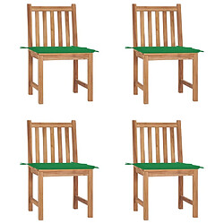 Maison Chic Lot de 4 Chaises de jardin,Fauteuil d'extérieur avec coussins Bois de teck massif -MN41458