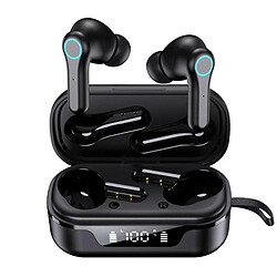 Chrono Écouteurs sans fil, écouteurs sans fil Bluetooth 5.1 Écouteurs intra-auriculaires HiFi stéréo Bluetooth Écouteurs antibruit avec micro IPX7 Écouteurs doubles/mono étanches avec étui de chargement pour le sport(noir) 