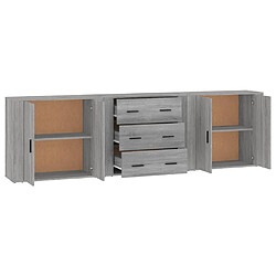 Maison Chic Lot de 3 Commode Buffet - Meuble de rangements Sonoma gris Bois d'ingénierie -GKD51749 pas cher