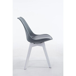 Avis Decoshop26 Chaise de salle à manger x1 design scandinave en PVC et plastique gris et piètement à 4 pieds en bois blanc 10_0003306