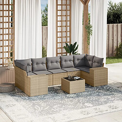 vidaXL Salon de jardin avec coussins 8 pcs beige résine tressée