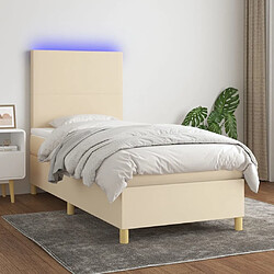 Sommier à lattes,Cadre à lattes de lit et matelas et LED pour Adulte Crème 90x190 cm Tissu -MN87468