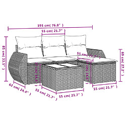 Avis vidaXL Salon de jardin 5 pcs avec coussins gris résine tressée