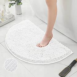 LUUCOZK Tapis de bain antidérapants absorbants à séchage rapide, tapis de décoration de salle de bain, fond TPR blanc-Demi-cercle 50X80CM