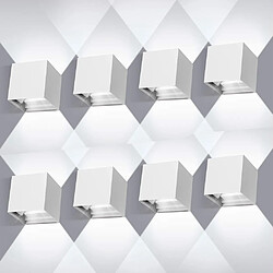 Stoex 8pcs Applique murale 12W Led chambre Moderne Interieur, Up and Down Design Réglable Lampe, Aluminium luminaires applique murale led Blanc pour Chambre Maison Couloir Salon (Blanc