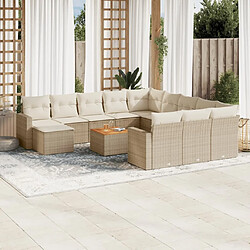 Maison Chic Salon de jardin avec coussins 13 pcs, Ensemble Tables et chaises de jardin, beige résine tressée -GKD725946