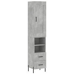 vidaXL Buffet haut Gris béton 34,5x34x180 cm Bois d'ingénierie