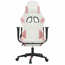 Avis vidaXL Chaise de jeu de massage avec repose-pied Blanc&Rose Similicuir