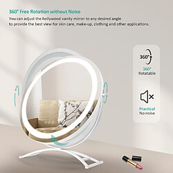 Avis EMKE LED Hollywood Miroir de Maquillage Rond avec Interrupteur Tactile Dimmable 3 Couleurs claires 360° Rotatif, Blanc Diamètre 40cm