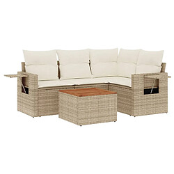 vidaXL Salon de jardin avec coussins 5 pcs beige résine tressée