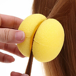 pack de 6pcs haute-élastique éponge cheveux bigoudi rouleaux de rouleau cheveux curling bun jaune pas cher