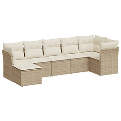 vidaXL Salon de jardin avec coussins 7 pcs beige résine tressée